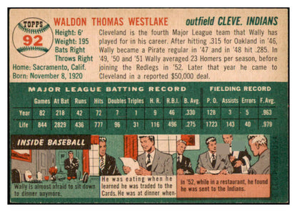 1954 Topps Baseball #092 Wally Westlake Indians EX-MT 479261