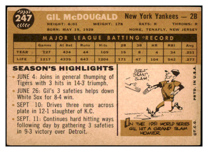 1960 Topps Baseball #247 Gil McDougald Yankees VG-EX 479753