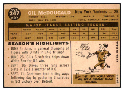 1960 Topps Baseball #247 Gil McDougald Yankees VG-EX 479754