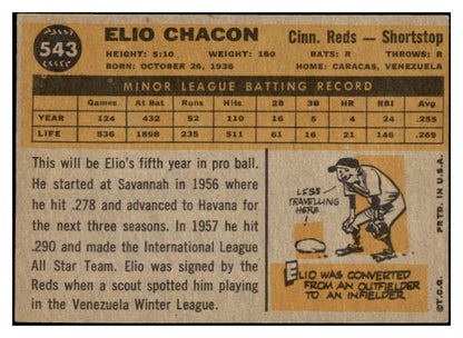 1960 Topps Baseball #543 Elio Chacon Reds VG-EX 479761