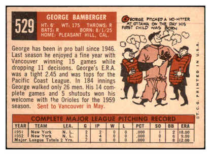 1959 Topps Baseball #529 George Bamberger Orioles VG 479897