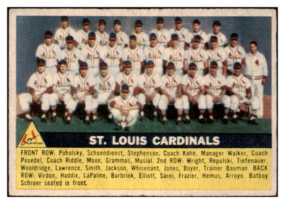 1956 Topps Baseball #134 St. Louis Cardinals Team VG-EX Gray 480312