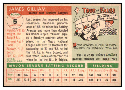 1955 Topps Baseball #005 Jim Gilliam Dodgers VG-EX 480389