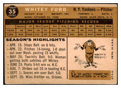 1960 Topps Baseball #035 Whitey Ford Yankees VG 484148