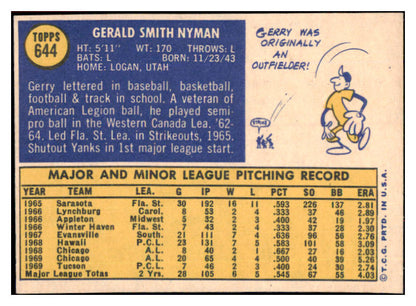 1970 Topps Baseball #644 Gerry Nyman Padres EX-MT 484541