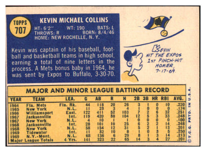1970 Topps Baseball #707 Kevin Collins Expos EX-MT 484545