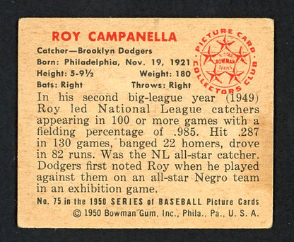 1950 Bowman Baseball #075 Roy Campanella Dodgers Good 485092