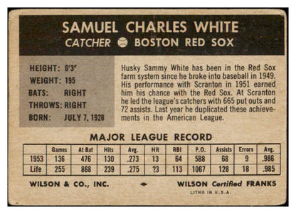 1954 Wilson Franks Sammy White Red Sox Good 485194