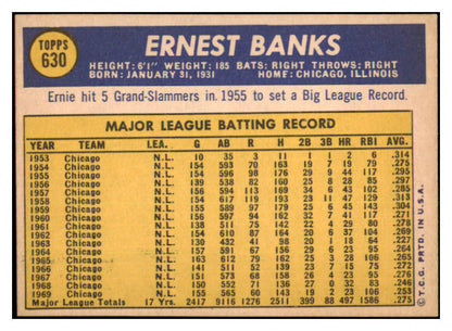 1970 Topps Baseball #630 Ernie Banks Cubs EX-MT 485717