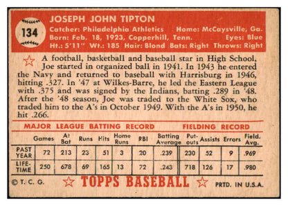 1952 Topps Baseball #134 Joe Tipton A's VG 486351