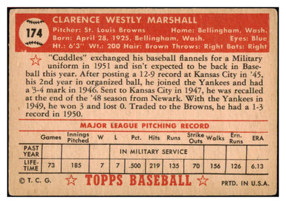 1952 Topps Baseball #174 Clarence Marshall Browns VG-EX 486390
