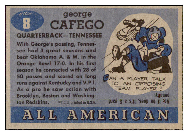 1955 Topps Football #008 George Cafego Tennessee EX-MT 486469