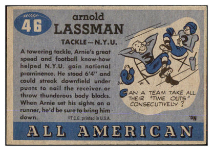 1955 Topps Football #046 Arnie Lassman NYU EX-MT 486526
