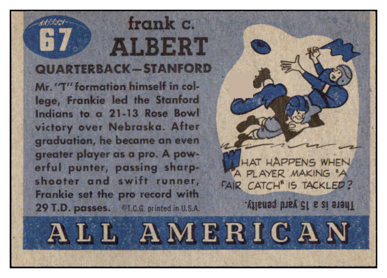 1955 Topps Football #067 Frankie Albert Stanford EX-MT 486568