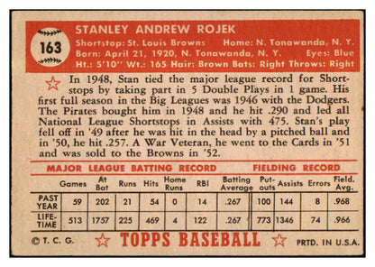 1952 Topps Baseball #163 Stan Rojek Browns VG 488240