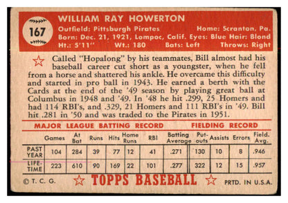 1952 Topps Baseball #167 Bill Howerton Pirates VG 488247