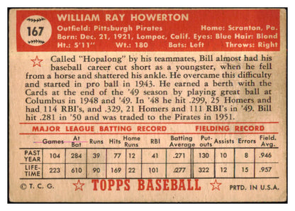 1952 Topps Baseball #167 Bill Howerton Pirates GD-VG 488248