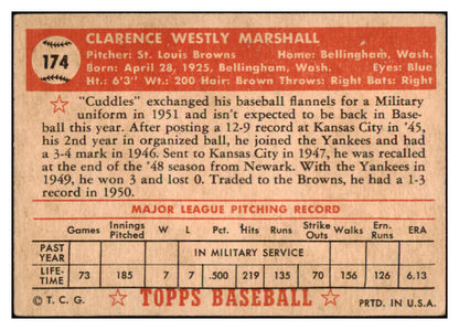 1952 Topps Baseball #174 Clarence Marshall Browns VG-EX 488266