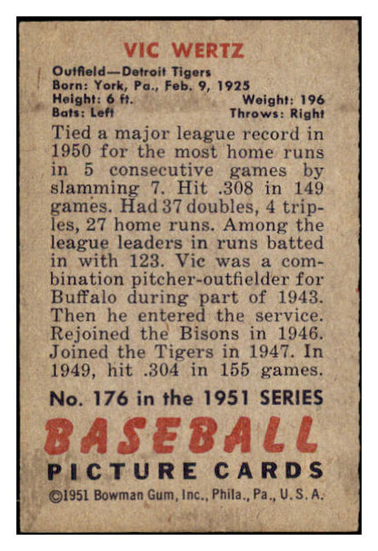 1951 Bowman Baseball #176 Vic Wertz Tigers EX 488585
