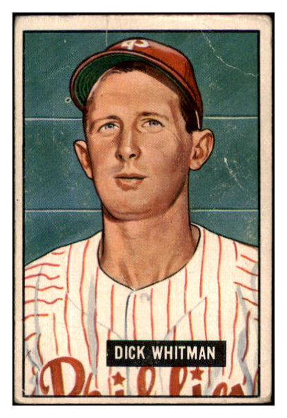 1951 Bowman Baseball #221 Dick Whitman Phillies VG 488829