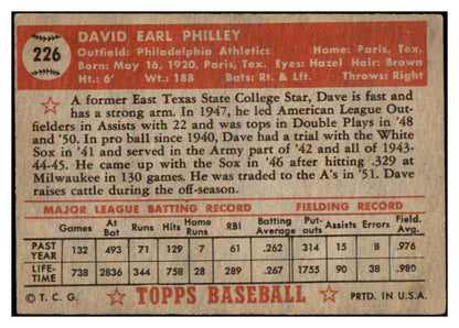 1952 Topps Baseball #226 Dave Philley A's VG-EX 489464