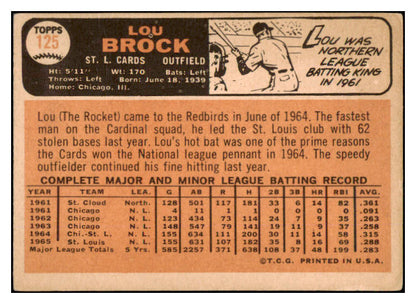 1966 Topps Baseball #125 Lou Brock Cardinals VG 489639