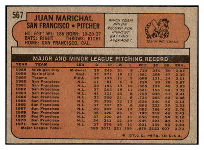 1972 Topps Baseball #567 Juan Marichal Giants EX-MT 489978