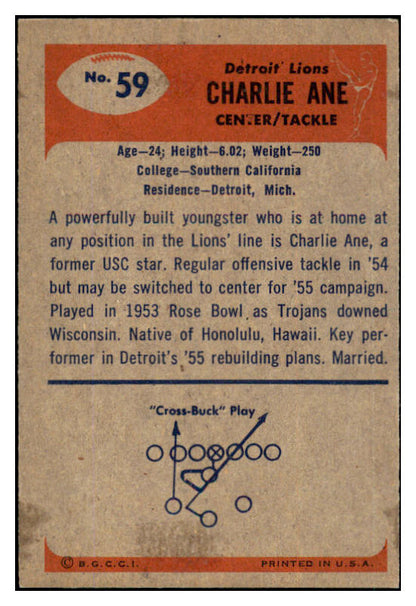 1955 Bowman Football #059 Charlie Ane Lions NR-MT 490055