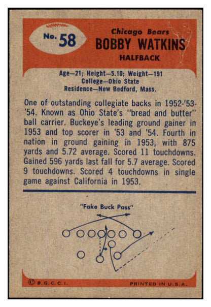 1955 Bowman Football #058 Bobby Watkins Bears NR-MT 490056