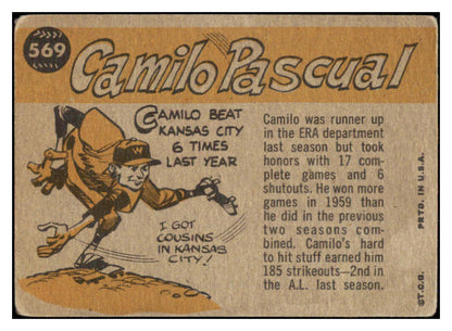 1960 Topps Baseball #569 Camilo Pascual A.S. Senators VG 490839
