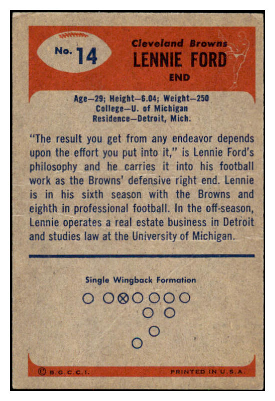 1955 Bowman Football #014 Len Moore Browns VG-EX 490959