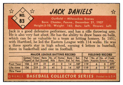 1953 Bowman Color Baseball #083 Jack Daniels Braves EX-MT 491565