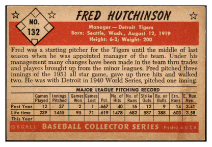 1953 Bowman Color Baseball #132 Fred Hutchinson Tigers EX-MT 491597