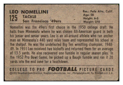 1952 Bowman Small Football #125 Leo Nomellini 49ers VG 492238