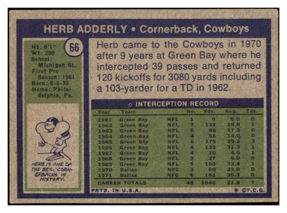 1972 Topps Football #066 Herb Adderly Cowboys EX 492287