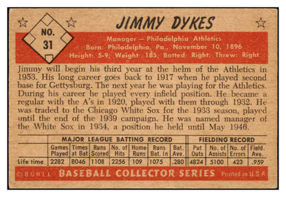 1953 Bowman Color Baseball #031 Jimmie Dykes A's VG-EX 492365