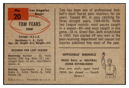 1954 Bowman Football #020 Tom Fears Rams EX 492450
