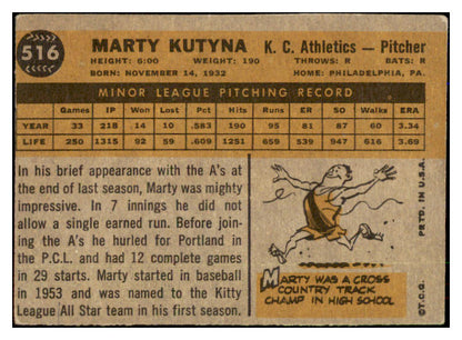 1960 Topps Baseball #516 Marty Kutyna A's VG-EX 493146