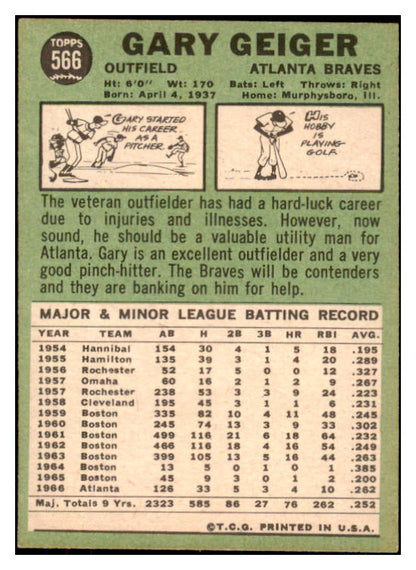 1967 Topps Baseball #566 Gary Geiger Braves EX-MT 493439
