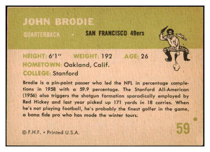 1961 Fleer Football #059 John Brodie 49ers EX-MT 493500