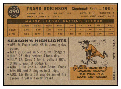 1960 Topps Baseball #490 Frank Robinson Reds EX 493521