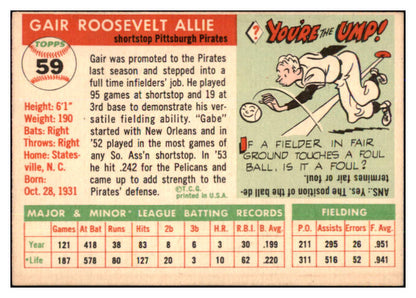 1955 Topps Baseball #059 Gair Allie Pirates EX-MT 493705