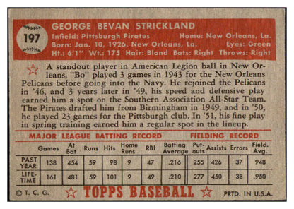 1952 Topps Baseball #197 George Strickland Pirates VG 493833