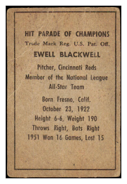 1952 Berk Ross Ewell Blackwell Reds FR-GD 494568