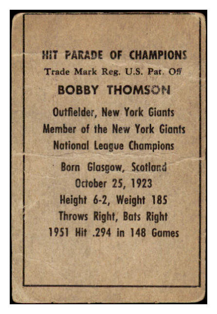 1952 Berk Ross Bobby Thomson Giants FR-GD 494569