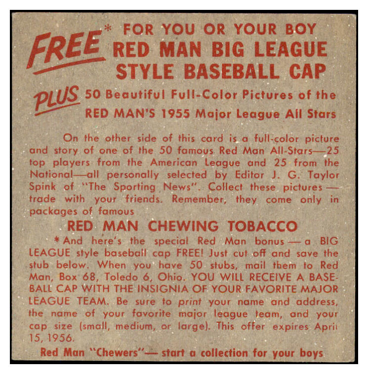 1955 Red Man #014AL Early Wynn Indians VG-EX No Tab 494833