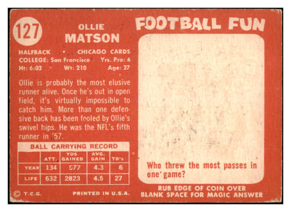 1958 Topps Football #127 Ollie Matson Cardinals VG  495249