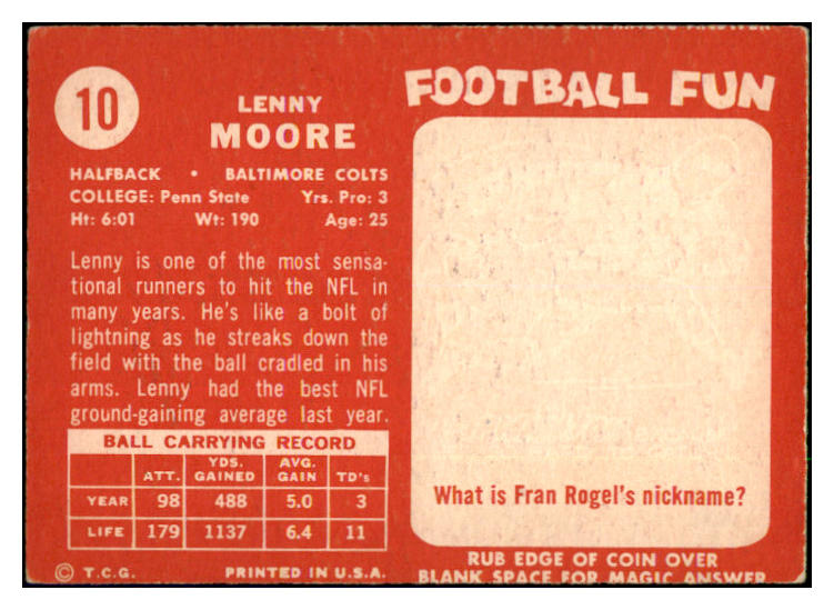 1958 Topps Football #010 Lenny Moore Colts VG-EX 495264