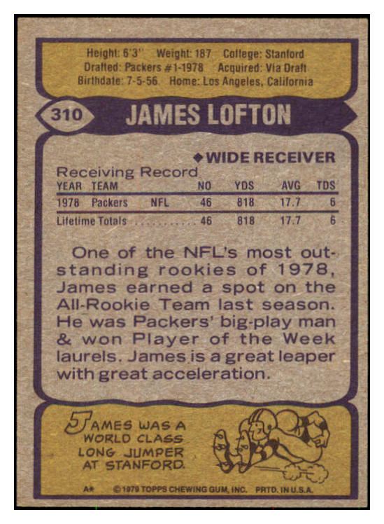 1979 Topps Football #310 James Lofton Packers EX 495331