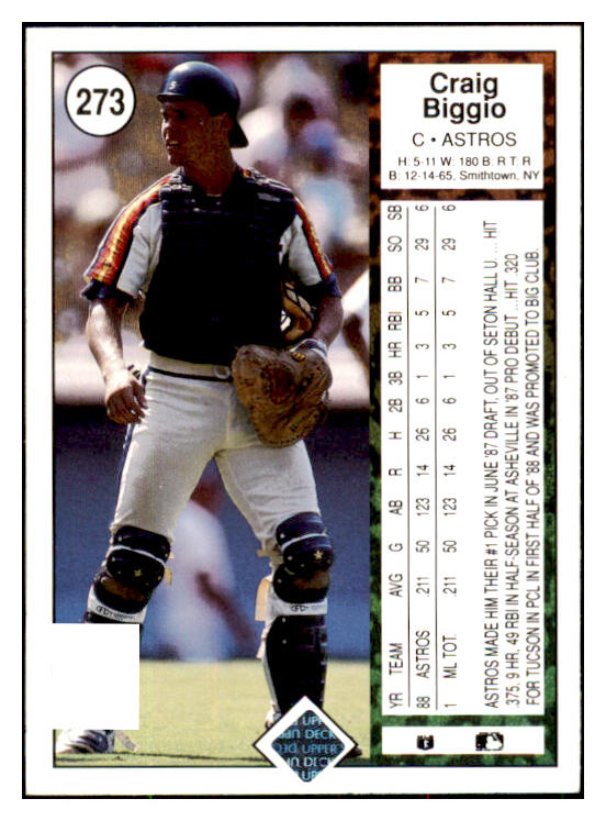 1989 Upper Deck #273 Craig Biggio Astros NR-MT 495381